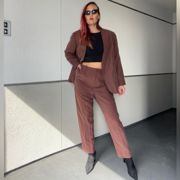 Bloomingdale's Pants - Vintage Bloomingdale’s chocolate Brown Blazer and Pant Suit
